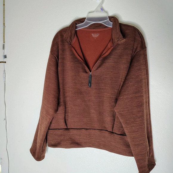 Athleta Women's Brick 1/4 Zip Cowl Neck Pullover Cropped Sweater Sz L One Pocket - Picture 8 of 16